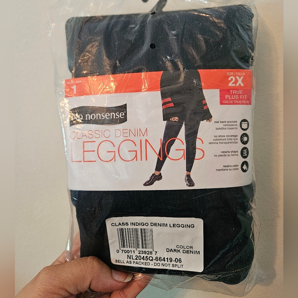 NWT No Nonsense Classic Denim Leggings 2X